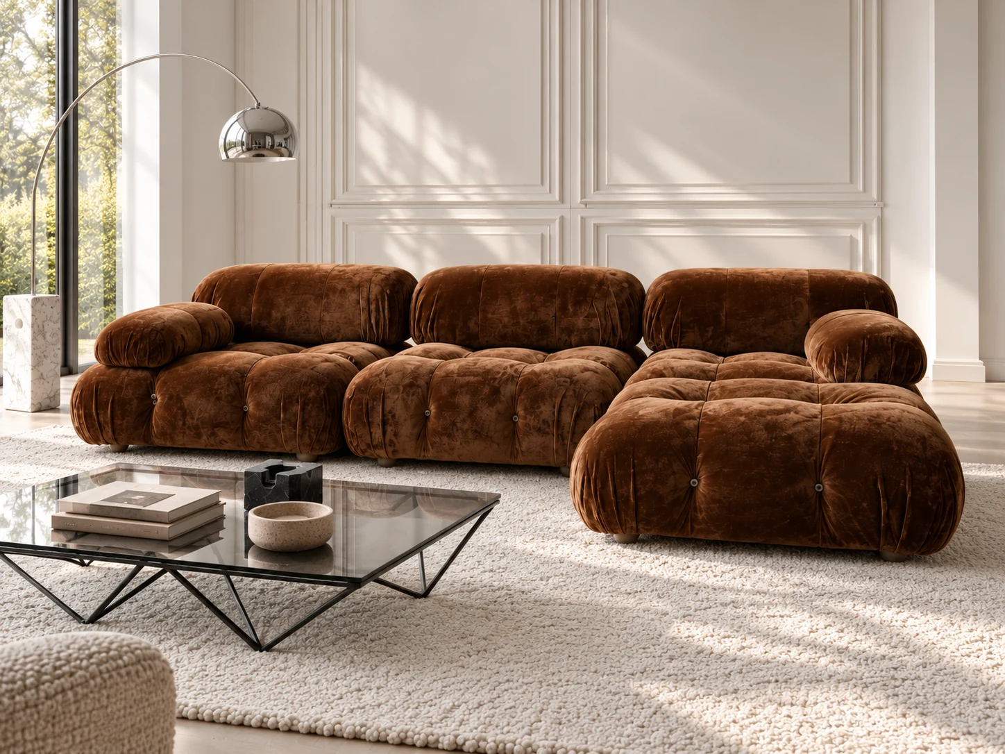 Camaleonda sofa and coffee table on a cream rug